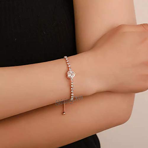 Image of Shining Diva Fashion Full Crystal Charm Stylish Gold Plated Charm Bracelet for Women