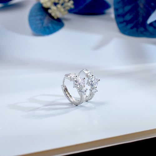 Big Huggie Hoop Earrings Sterling Silver 6MM Diamond Cubic Zirconia Cuff Cartilage Earring Sparkling Round Cut CZ Huggie Earrings for Women Hypoallergenic Earrings Jewelry Gifts Birthday3