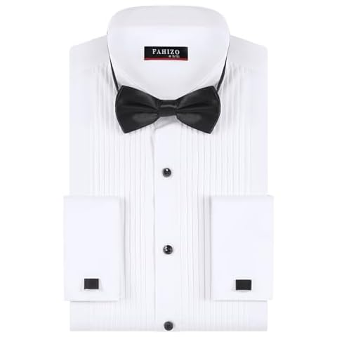 FAHIZO Men's Tuxedo Shirt with French Cuffs and Accessories Cover