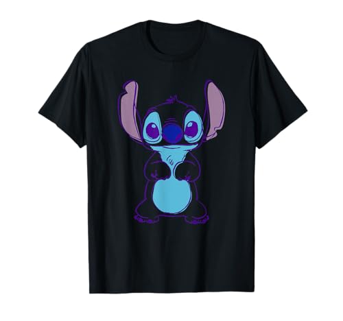Image of Disney Lilo & Stitch Adorable Line Art Stitch Cute Face T-Shirt