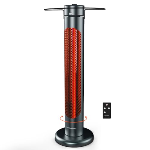 ThermoMate Electric Patio Heater, 1500W IP65 Outdoor/Indoor Infrared Heater with Remote, 8 Heating Levels 8-Hour Timer & Oscillation, Tip-over Protection for Garage Backyard Restaurant