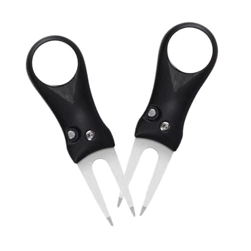 Toyvian 2Pcs Golf Fork Divot Repair Tool Stainless Steel Spring Design for Grass Repair Space Saving Golf Accessories for Golf Enthusiasts