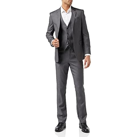Men's Vintage Grey Pinstripe Suit Set Cover