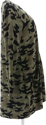 Belle Kim Gravel Printed Cardigan Pockets A386454 Camo #TOP6