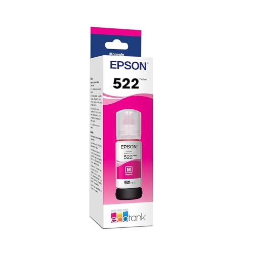 Image of Epson 522 EcoTank Ink Ultra-high Capacity Bottle Magenta (T522320-S) Works with ET-2400, 2720, 2800, 2803, 2840, 4700, 4800, 4810