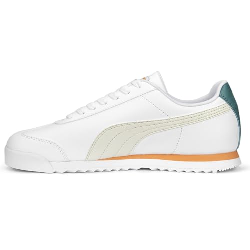 PUMA Men's Roma Sneaker, Basic+ Pristine White-Orange Peach, 8.54
