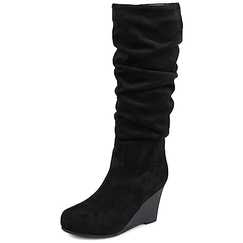 Journee Collection Women's Haze Wedge Knee High Boots - Black - 7.5 B(M) US
