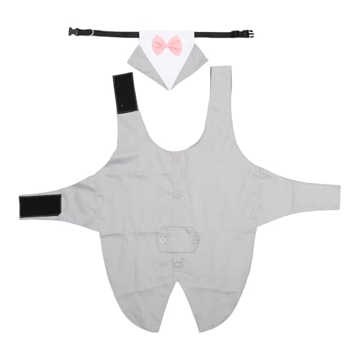 Disfraz formal para perro con pañuelo triangular gris M