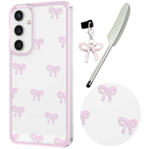 Knoowcase for Samsung Galaxy A05S Case Cute Bowknot Pattern Clear Soft TPU Shockproof Phone Case for Galaxy A05S Women Girls Slim Fit Silicone Bumper Shell Drop-Protection Transparent Cover Pink