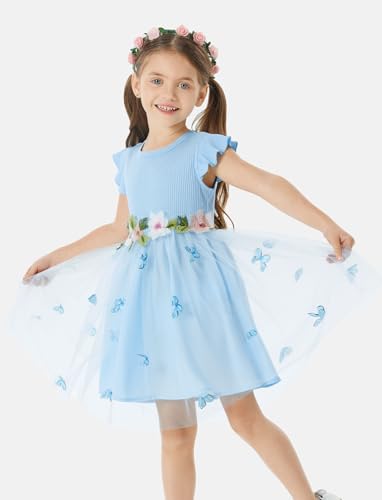 Image of PATPAT Girl's Tulle Dress Tutu Party Birthday Poster Formal Fancy Flower Princess Dresses