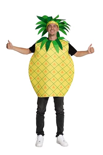 Partychimp Ananas Kostüm Erwachsene Lustiges Ananas Kostüm Unisex Obst Kostüm Herren & Damen Food Kostüm Party Outfit für Karneval JGA Mottoparty & Festival Einheitsgröße