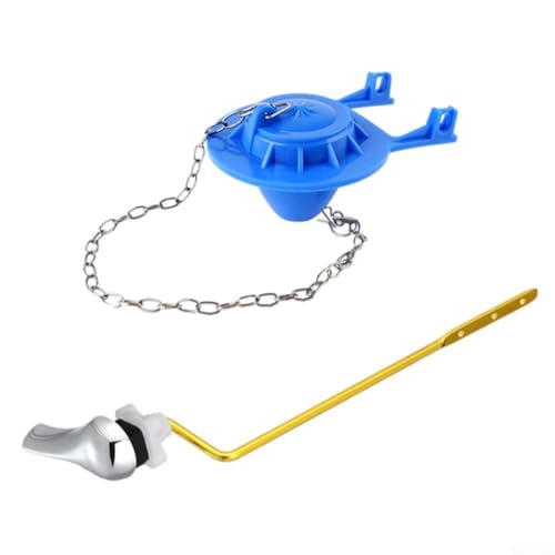 Pumixiy Longlasting Zinc Alloy Toilet Flush Lever and Water Saving Flapper Set Side Mounted Style for Easy Installation as Replacement Handle for Standard(Blue)