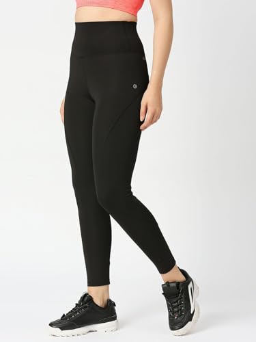 Image of Lovable Women Girls Solid Polyester Spandex Sports Tights in Black Color- Aero Sprinter XC-BK
