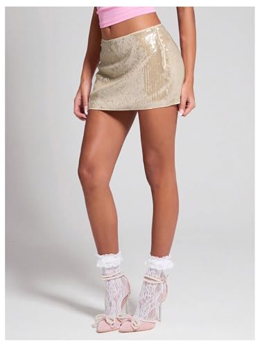 SOLY HUX Women's Sequin Mini Skirt Sparkly Low Rise Bodycon Skirts Going Out Party Clubwear3