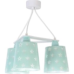 Lampara Bebe Verde Mint Dalber Lámpara Infantil de Techo Colgante 3 Luces Estrellas Stars Verde, 60 W