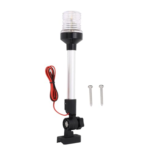 WGFOIP 1PCS AC DC12?24V LED Anchor Light, IP67 3NM Navigation Anchor Lights for Pontoons Flat Boats,White Lighting,All Round Fold Down (12 Inch)