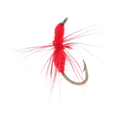 OriGlam 40pcs Fly Fishing Lures Trout Lure, Fly Fishing Lure Artificial Bait with Hook, Handmade Fly Fishing Lures Simulation Bass Lures for Trout Bass Salmon (Red)