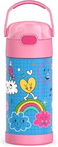 Image of THERMOS FUNTAINER Water Bottle with Straw - 12 Ounce - Kids Stainless Steel Vacuum Insulated Water Bottle with Lid, Sketchbook (Pack of 6)