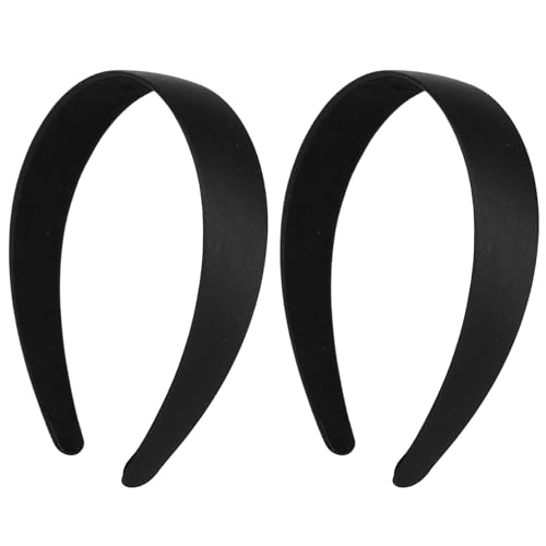 Wllhyf 548437_1+SATIN HEADBANDS 2 Pieces Satin Headbands 1 Inch Wide Hard Head Band Fashion Solid Headband Anti-Slip Plain Hair Bands Diy Hair Accessories cover