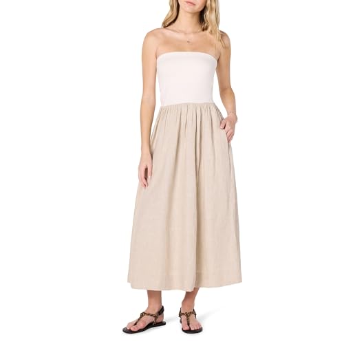 Image of The Drop Womens Hellen Strapless Mixed Media Maxi Dress