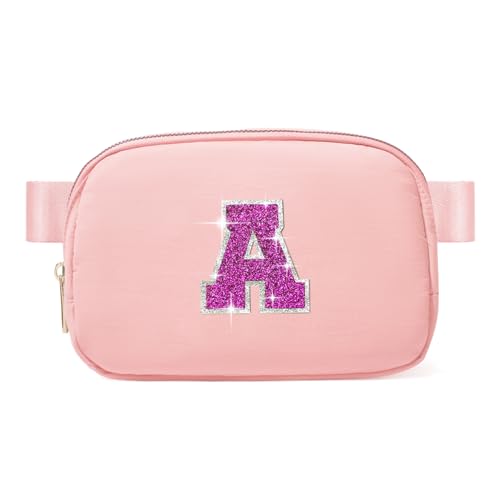 Image of 6-12 Year Old Girl Gifts: Personalized Birthday Gift for Her Sister or Daughter, Initial Crossbody Bag Fanny Pack Purse, Trendy Preppy Style (Light Pink-A)