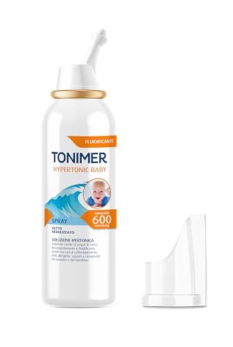 Tonimer Hypertonic Baby Spray Solución Estéril con Agua de Mar, Para la Descongestion Nasal, Recién Nacidos y Niños, Osmolalidad 600 mOsm/kg, 100 ml
