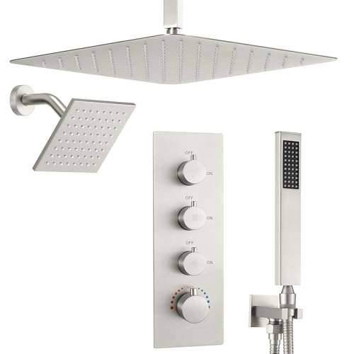 16 Dual Rainfall Shower System with Handheld and Valve
