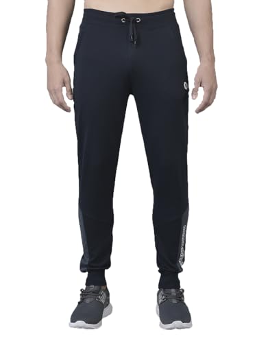 Image of Dollar Cotton Rich French Terry Fabric Solid Men's Jogger | Contrast Cut & sew Panels | Derby Rib Waistband with Drawcord | Cross Pockets with Zip on one Side | Embossed Logo Branding on Front Panel