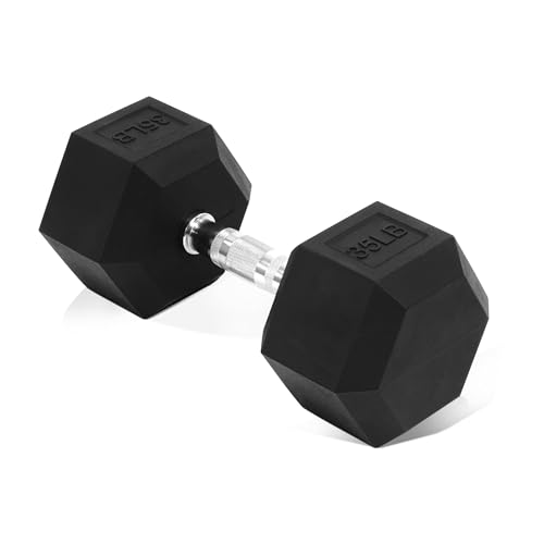 Image of Fitvids 35LB Single Hex Dumbbells Rubber Coated Hand Weights for Exercises and Fitness