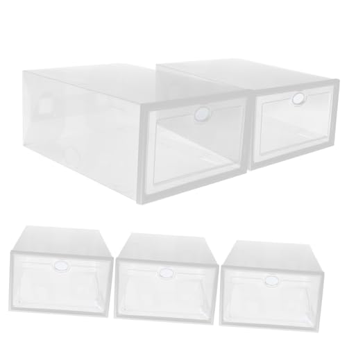 BESTYASH 5 pezzi Scatole per Scarpe Impilabili Trasparente Contenitori Organizzatori per Scarpe Design e Resistente per Uomo e