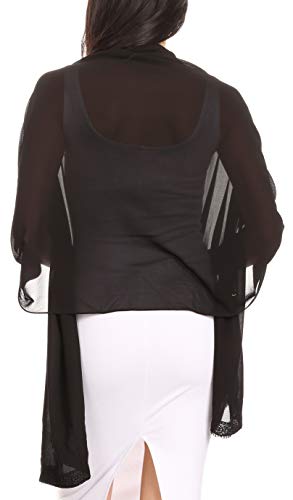 Sakkas Naomi Women Soft Sheer Embellished Chiffon Bridal Wedding Scarf Shawl Wrap2