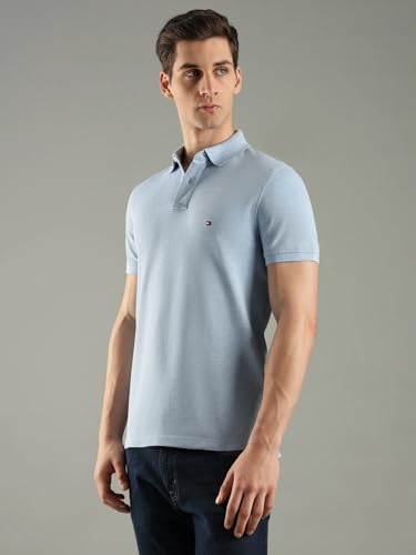 Image of Tommy Hilfiger Solid Regular fit Cotton Polo t-Shirt