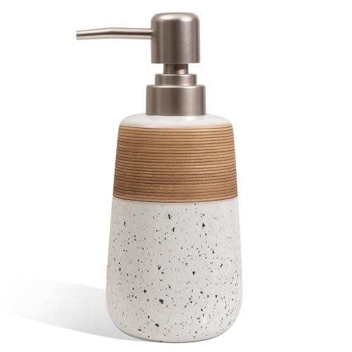 Image of Ceramic Hand Soap Dispenser, 15 Oz Liquid Soap Dispenser for Bathroom Countertop Dish Soap Dispenser for Kitchen Sink, Bathroom Lotion Bottle Dispensers Farmhouse Kitchen Decor, White