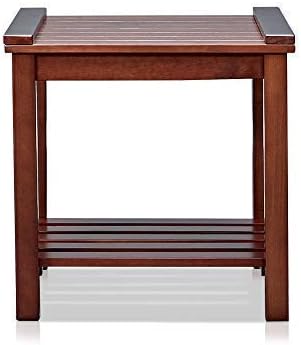 MUSEHOMEINC Wood End Table/Night Stand with 1 Tier Wooden slats Storage Shelf,Multipurpose Home Furniture, Espresso Finish