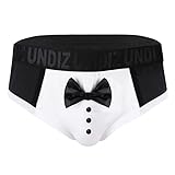 dPois Men's Novelty Tuxedo Bow Tie Boxer Briefs Underwear Bikini Lingerie Coaplay Costumes Black Medium