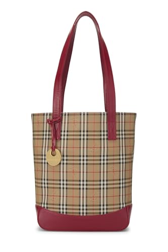 Pre-Loved Red Haymarket Check Pocket Shoulder Bag, Red