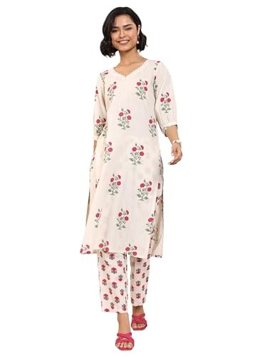 Image of Libas Printed Cotton Straight Kurta with Trouser