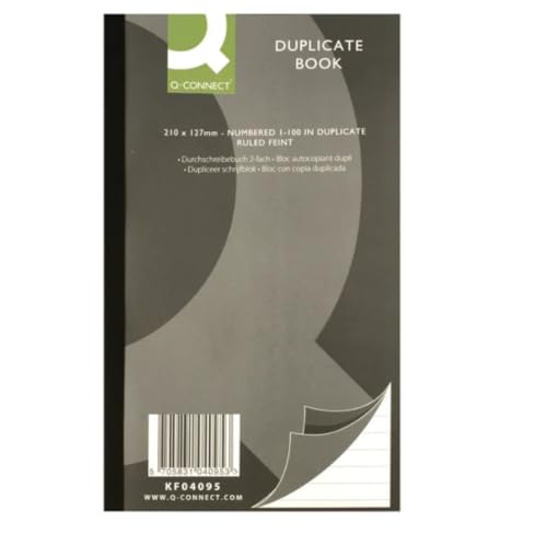 Q-Connect Feint Ruled Duplicate Book, 210 x 127 mm
