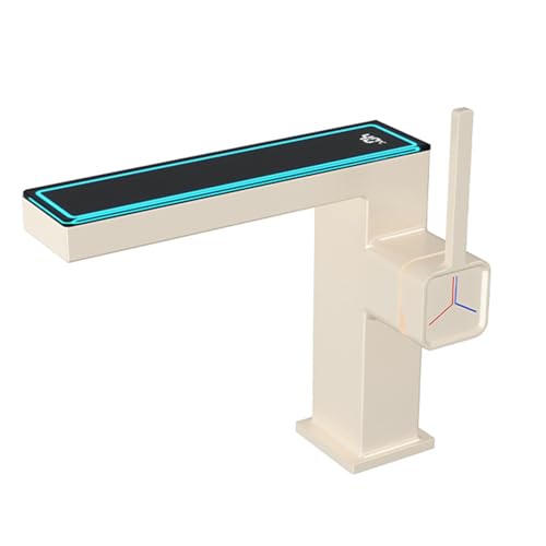 Grifo de lavabo de latón blanco para un baño moderno y seguro para los niños con indicador de agua
