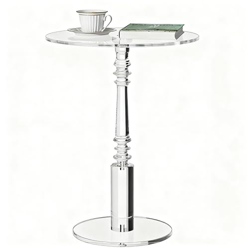 Modern Acrylic Side Table, Round Clear End Table for Living