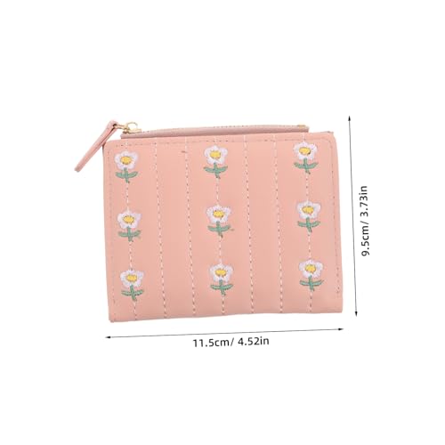 NOLITOY Ladies Floral Embroidery Wallet Cute Bifold Coin Purse Card Holder Soft Pu for Everyday Use Compact Two-fold Design for Travel and Daily Essentials2