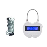 KENRONE Heart Metal Timer Lock, USB Rechargeable Timer Compact Padlock with 1m Spring Cord, Up to 99 Hours Timed Self-Regulation Anti-Addiction Timer Padlock (White)