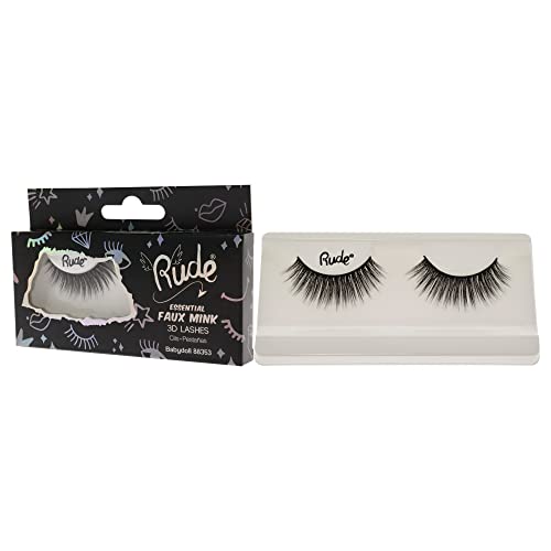 Rude Cosmetics Essential Faux Mink 3D Lashes - Babydoll For Women 1 Pc Pair, Black - Image 4