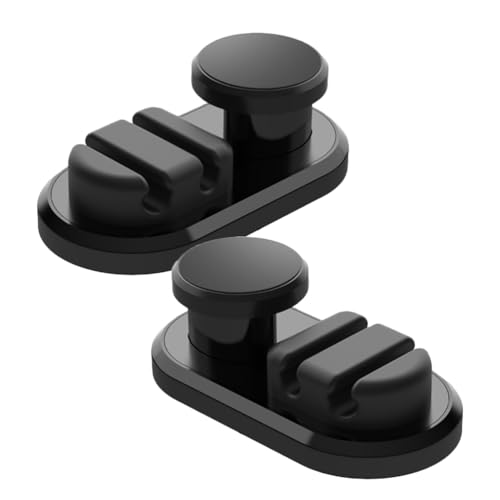 OUNONA 車載 車用収納 フック ケーブル ワイヤー コード 整理 クリップ 固定具 粘着 携帯 壁付 2個入り デスク 充電コードホルダー ケーブルオーガナイザー プラスチック カー用品 便利グッズ オフィス ブラック