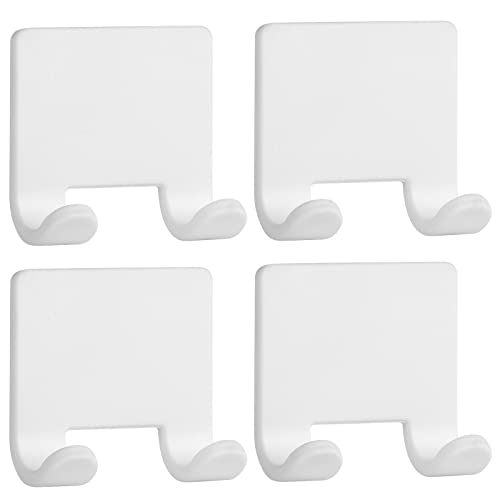 VANZAVANZU Razor Shaver Holder for Shower Wall Adhesive Hooks for Hanging, Bathroom Silicone Waterproof Shower Hooks Hair Brush Holder for Towel (4 Pack-White)