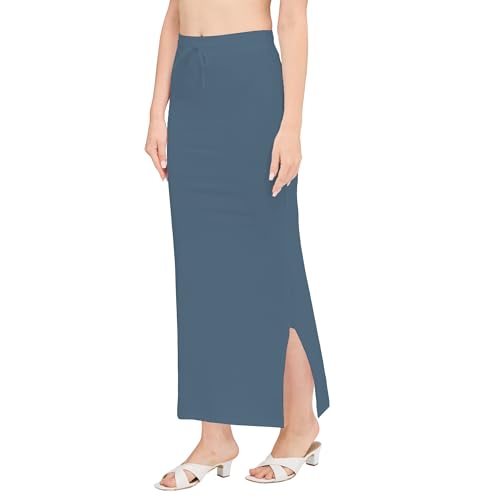 Image of DESI GIRL Cotton Lycra Stretchable Saree Shapewear Petticoat with Drawstring for Women | Fishcut Saree Petticoat with Side Slit for Easy Movement | Saree Shaper | Long inskirt