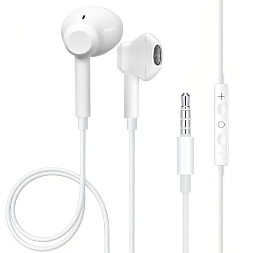 Ecouteurs Filaire, Écouteurs Intra-Auriculaires Filaires avec Micro et Contrôle du Volume – Son Stéréo Clair, Prise Jack 3,5 mm, Compatibles Smartphones, PC & Tablettes & Tous Les appareils de 3,5 mm