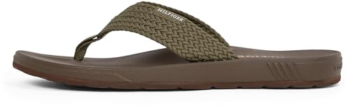 Tommy Hilfiger Herren Flip Flops Molded Web Beach Geflochtener Riemen, Grün (Army Green), 45