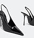 BIUBAKUA Slingback Heels for Women Pointed Toe Stiletto High Heels Stretch Slip on Backless Patent Leather Fashion Comfortable Dress Pumps Shoes Black