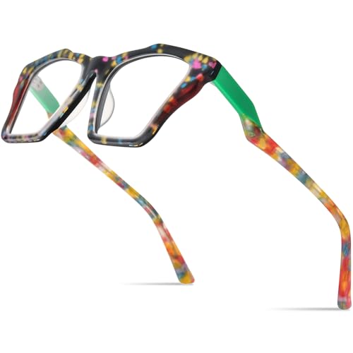Image of HEPIDEM Gradient Multicolor Acetate Glasses Frame Women Big Oversize Eyeglasses 2023 New Spectacles Eyewear